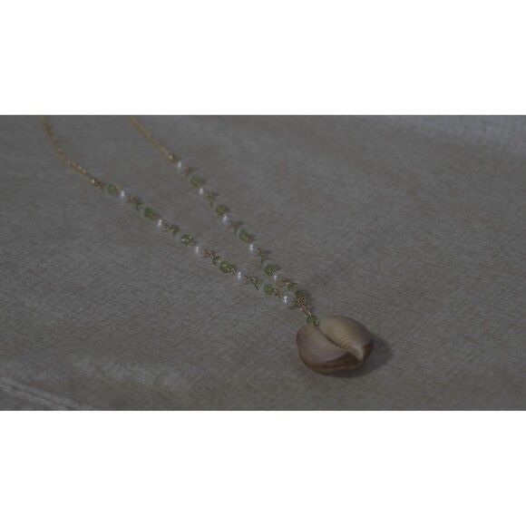 Cowrie Shell Necklace, 14k Gold Filled Chain - Picture 3 of 6